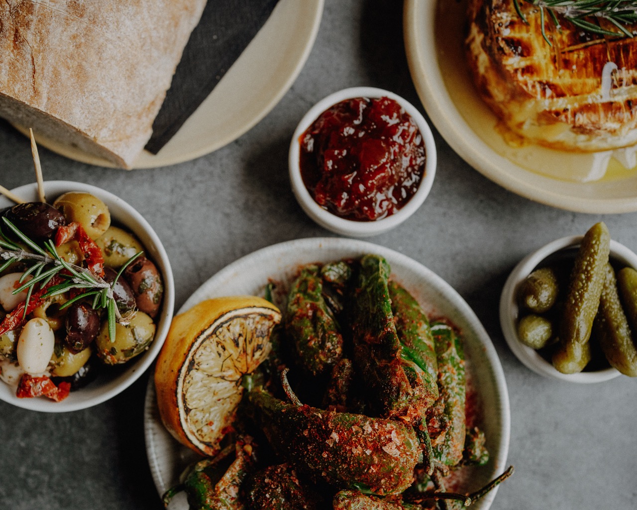 Food at the corner house on a table