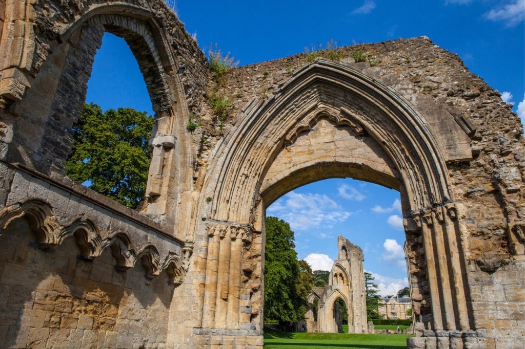 Ruins at glastonbury abbey