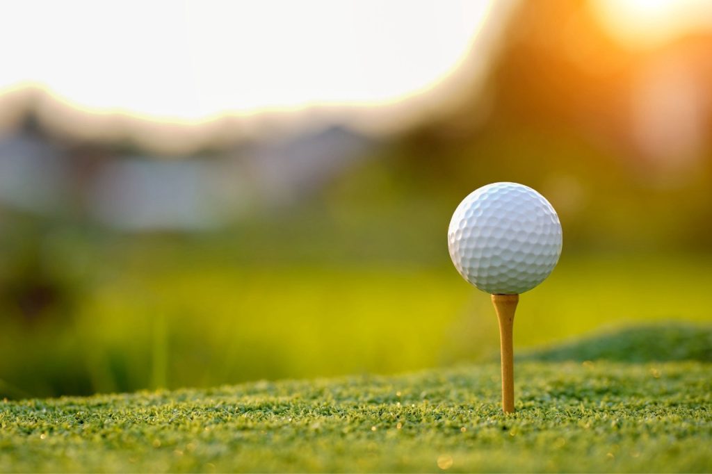 Golf Ball on a tee at Oake Manor Golf Course