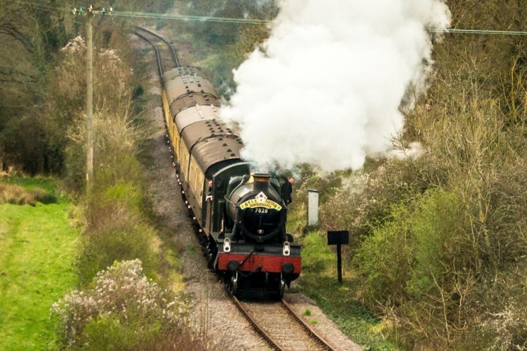 Steam train on track