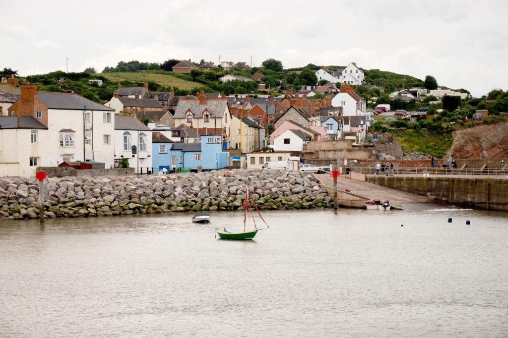 Boat floating at watchet harbour