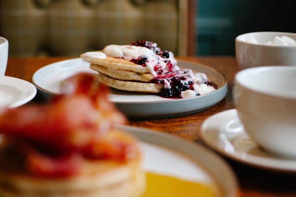 Pancake breakfast at the corner house hotel.