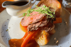 tauntons finest roast at the corner house hotel plated roast beef lunch